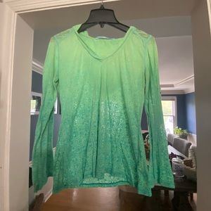 Athleta burnt out light green/blue long sleeve hooded shirt
